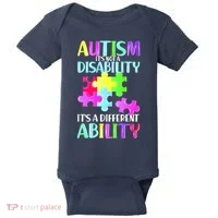 Autism It's Not A Disability It's An Ability Awareness Puzzle Baby Bodysuit thumb 0