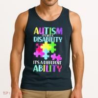 Autism It's Not A Disability It's An Ability Awareness Puzzle Tank Top thumb 3