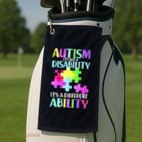 Autism It's Not A Disability It's An Ability Awareness Puzzle Golf Towel thumb 2