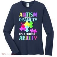 Autism It's Not A Disability It's An Ability Awareness Puzzle Women's Long Sleeve Shirt thumb 0