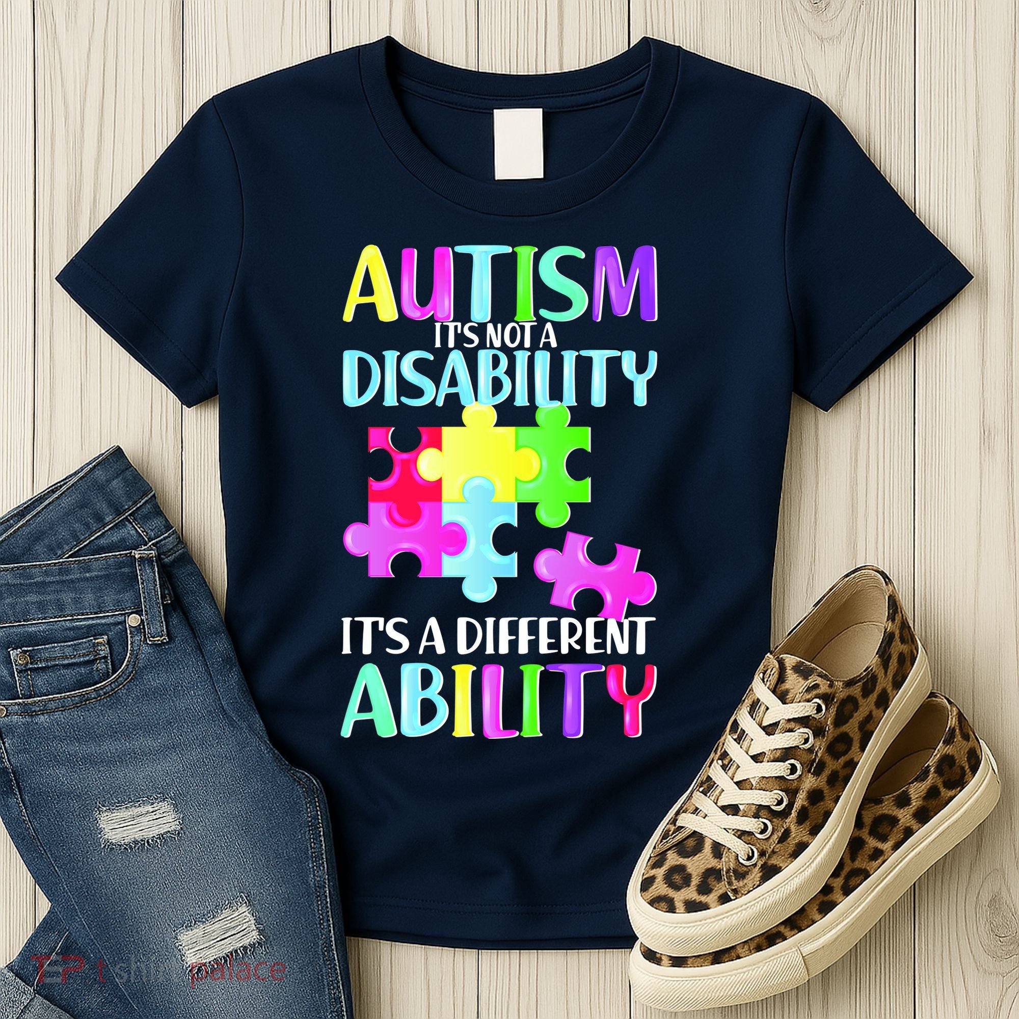 Autism It's Not A Disability It's An Ability Awareness Puzzle Women's T-Shirt