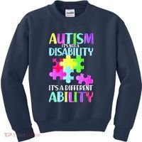 Autism It's Not A Disability It's An Ability Awareness Puzzle Kids Sweatshirt thumb 0