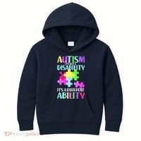 Autism It's Not A Disability It's An Ability Awareness Puzzle Kids Hoodie thumb 0