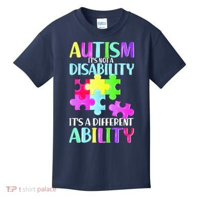 Autism It's Not A Disability It's An Ability Awareness Puzzle Kids T-Shirt
