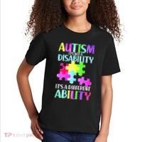 Autism It's Not A Disability It's An Ability Awareness Puzzle Kids T-Shirt thumb 2