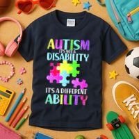 Autism It's Not A Disability It's An Ability Awareness Puzzle Kids T-Shirt thumb 3