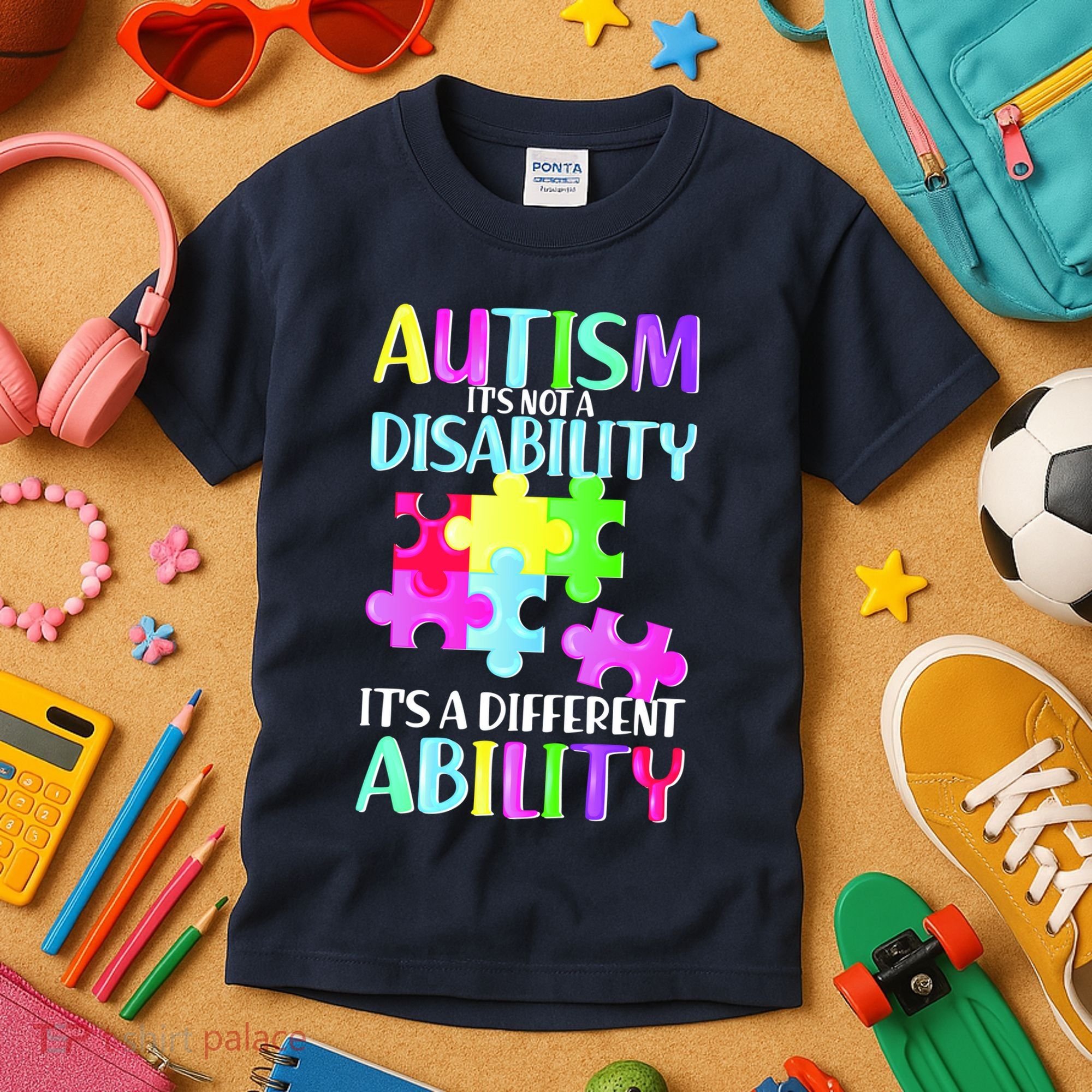 Autism It's Not A Disability It's An Ability Awareness Puzzle Kids T-Shirt