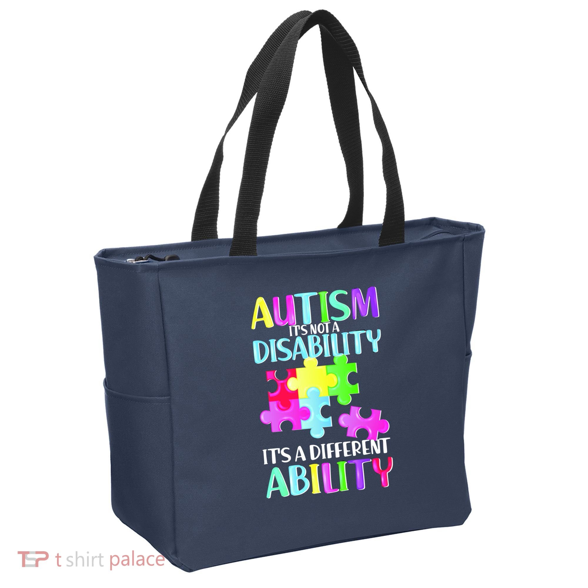 Autism It's Not A Disability It's An Ability Awareness Puzzle Tote Bag