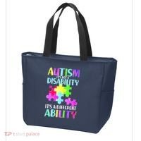 Autism It's Not A Disability It's An Ability Awareness Puzzle Tote Bag thumb 3