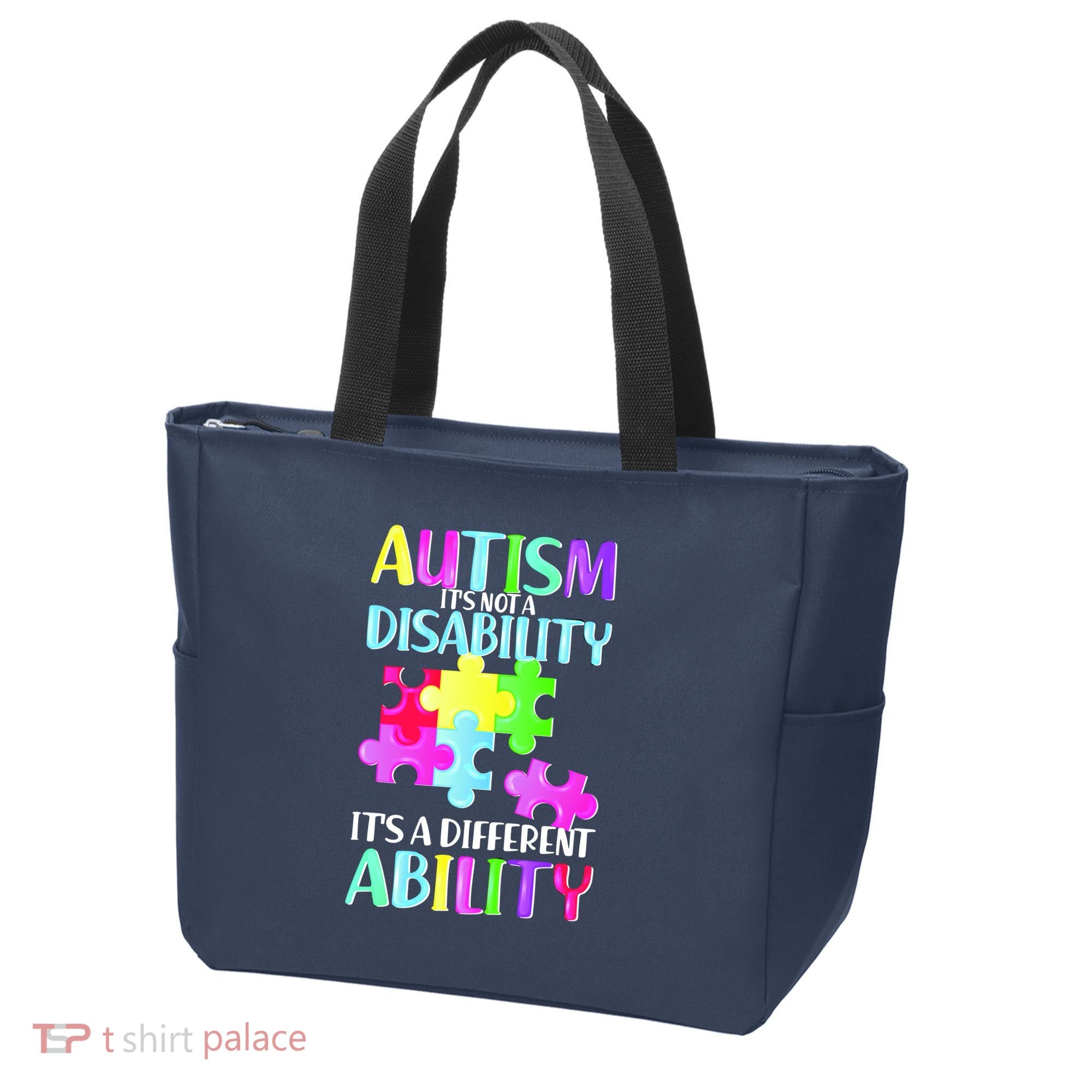 Autism It's Not A Disability It's An Ability Awareness Puzzle Tote Bag