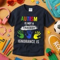 Autism Is Not A Tragedy Ignorance Is Funny Autism Kids T-Shirt thumb 3