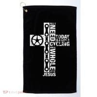 All I Need Is Cycling And Jesus Christian Religious Golf Towel thumb 0