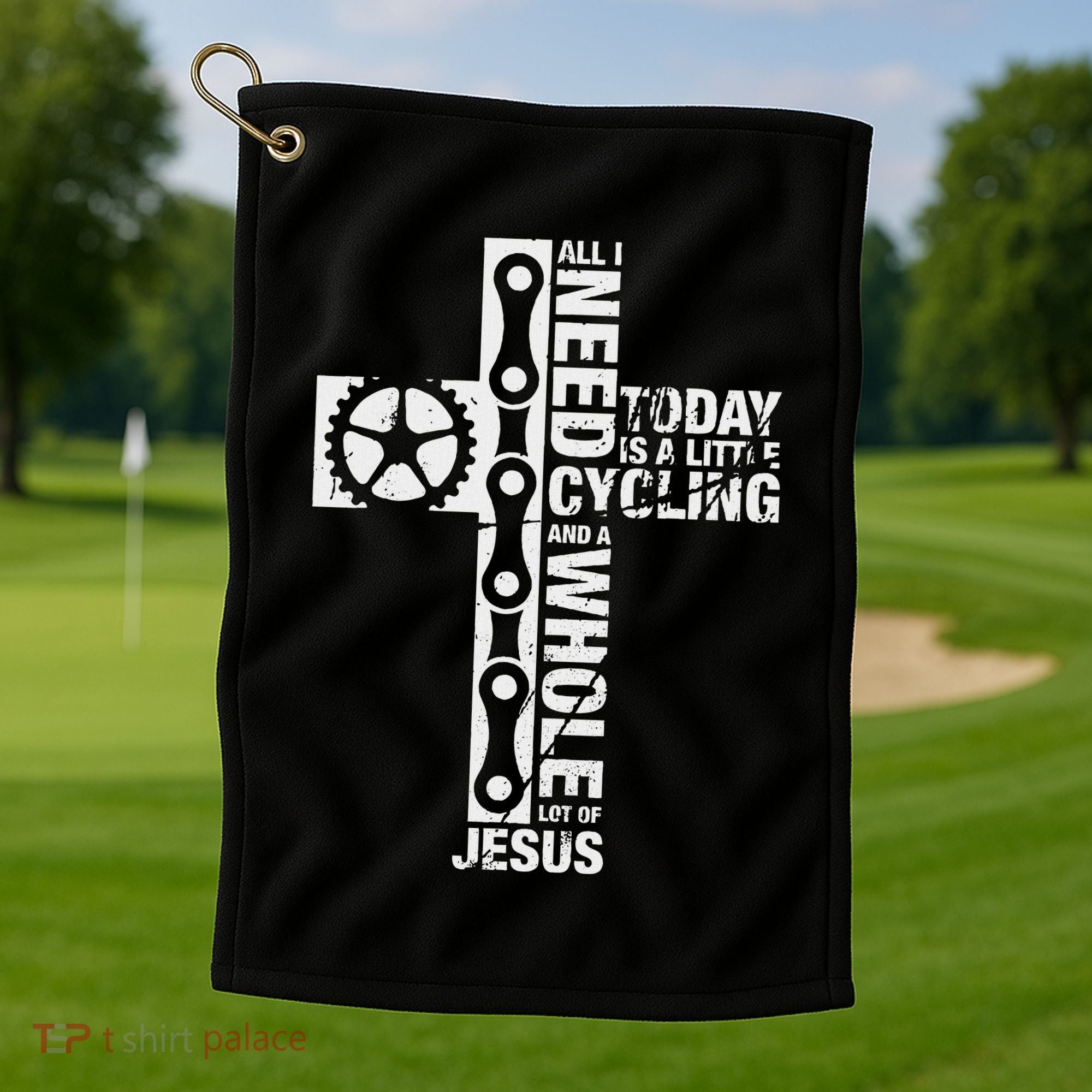 All I Need Is Cycling And Jesus Christian Religious Golf Towel