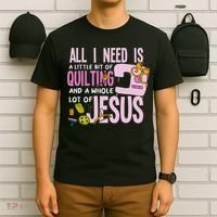 All I Need Is Quilting And Jesus Funny Christian Quilter T-Shirt thumb 6
