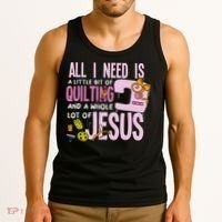 All I Need Is Quilting And Jesus Funny Christian Quilter Tank Top thumb 3