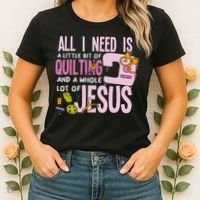 All I Need Is Quilting And Jesus Funny Christian Quilter Women's T-Shirt thumb 2