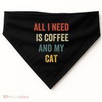 All I Need Is Coffee And My Cat USA-Made Doggie Bandana thumb 0