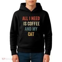 All I Need Is Coffee And My Cat Kids Hoodie thumb 4