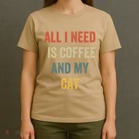 All I Need Is Coffee And My Cat T-Shirt thumb 4