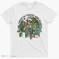 All I Need Is Coffee And Plants Funny Skeleton Gardening Lover T-Shirt thumb 0