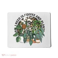 All I Need Is Coffee And Plants Funny Skeleton Gardening Lover Mousepad thumb 0