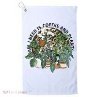 All I Need Is Coffee And Plants Funny Skeleton Gardening Lover Golf Towel thumb 0