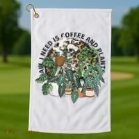 All I Need Is Coffee And Plants Funny Skeleton Gardening Lover Golf Towel thumb 1