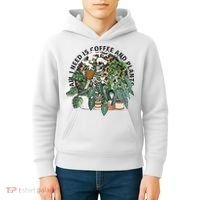All I Need Is Coffee And Plants Funny Skeleton Gardening Lover Kids Hoodie thumb 4
