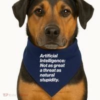 Artificial Intelligence Not As Great A Threat As Natural Stupidity USA-Made Doggie Bandana thumb 1
