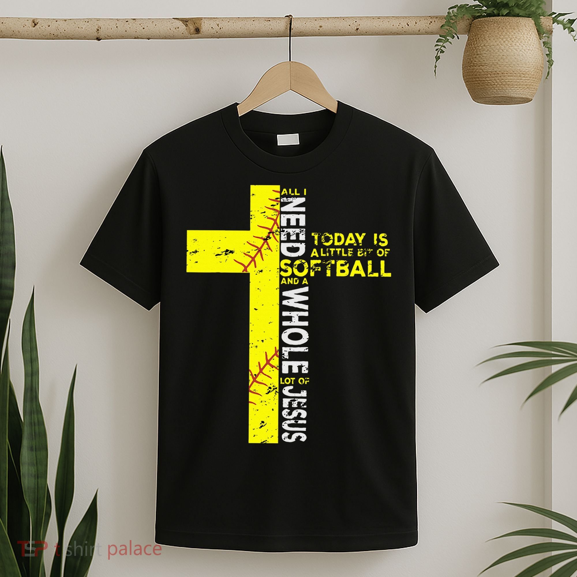 All I Need Is Softball & Jesus Christian Faith Cross T-Shirt