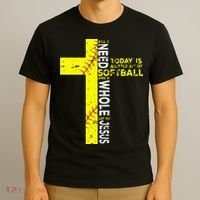 All I Need Is Softball & Jesus Christian Faith Cross T-Shirt thumb 3