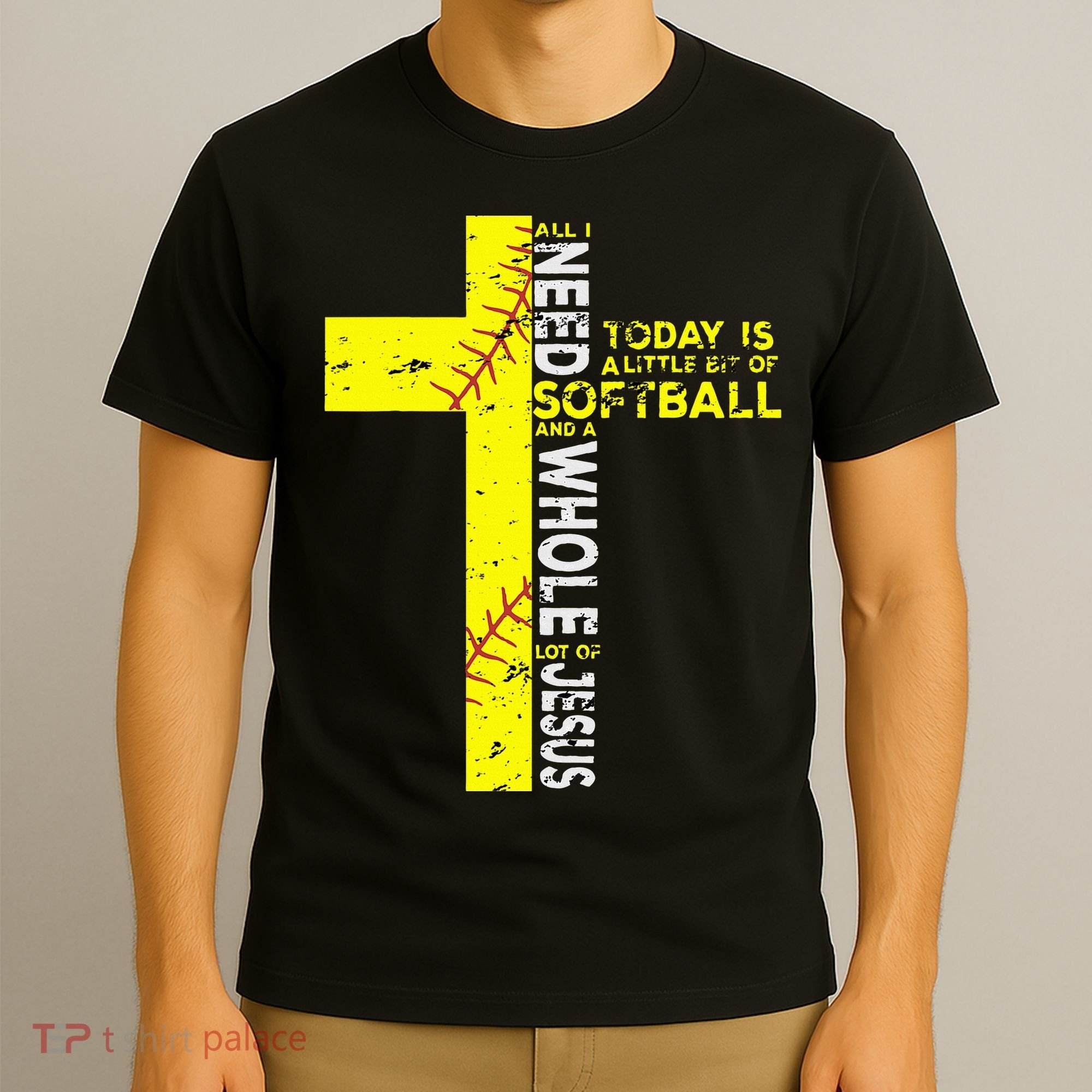All I Need Is Softball & Jesus Christian Faith Cross T-Shirt