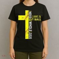 All I Need Is Softball & Jesus Christian Faith Cross T-Shirt thumb 4