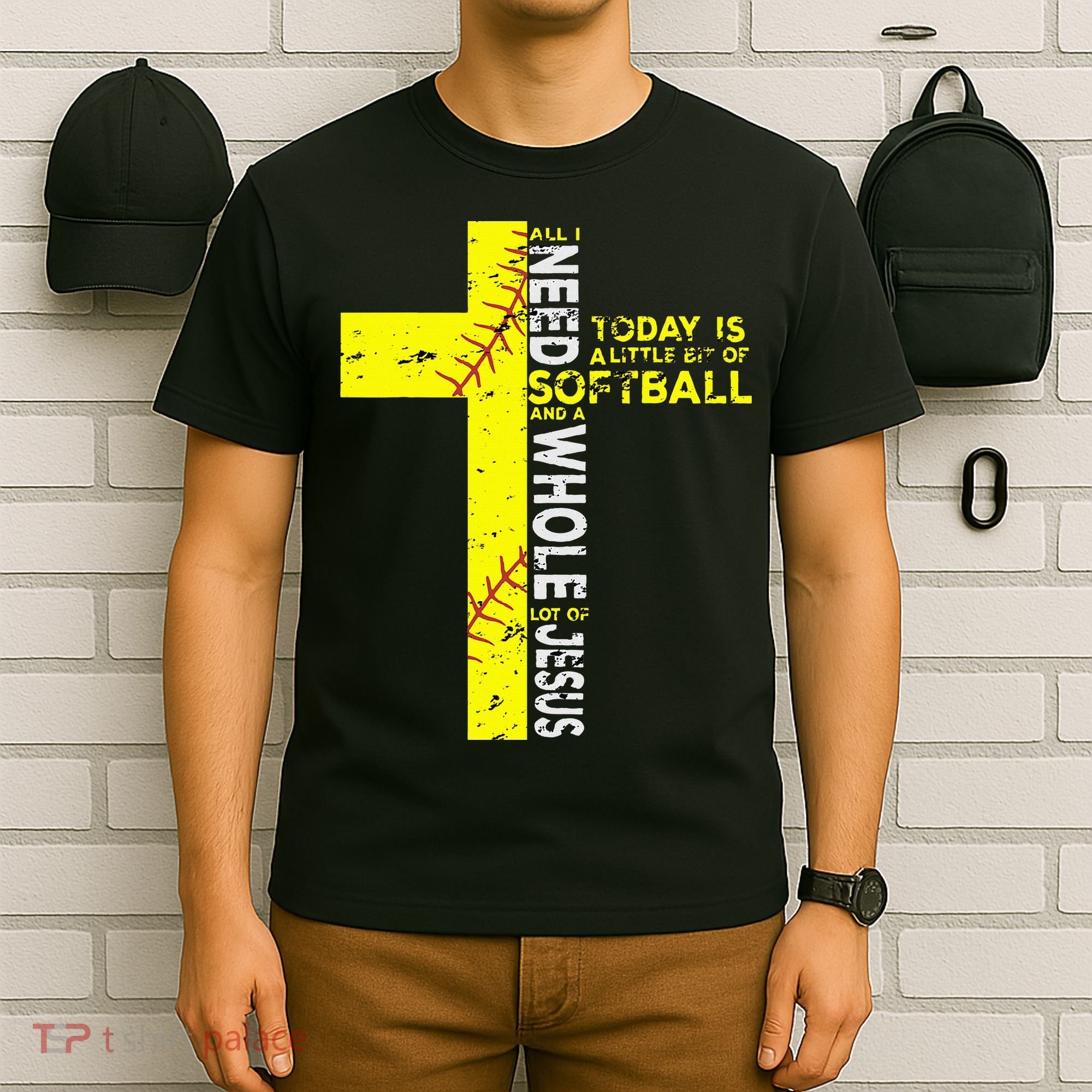 All I Need Is Softball & Jesus Christian Faith Cross T-Shirt
