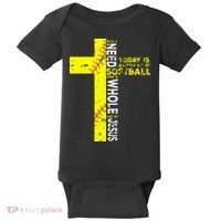 All I Need Is Softball & Jesus Christian Faith Cross Baby Bodysuit thumb 0