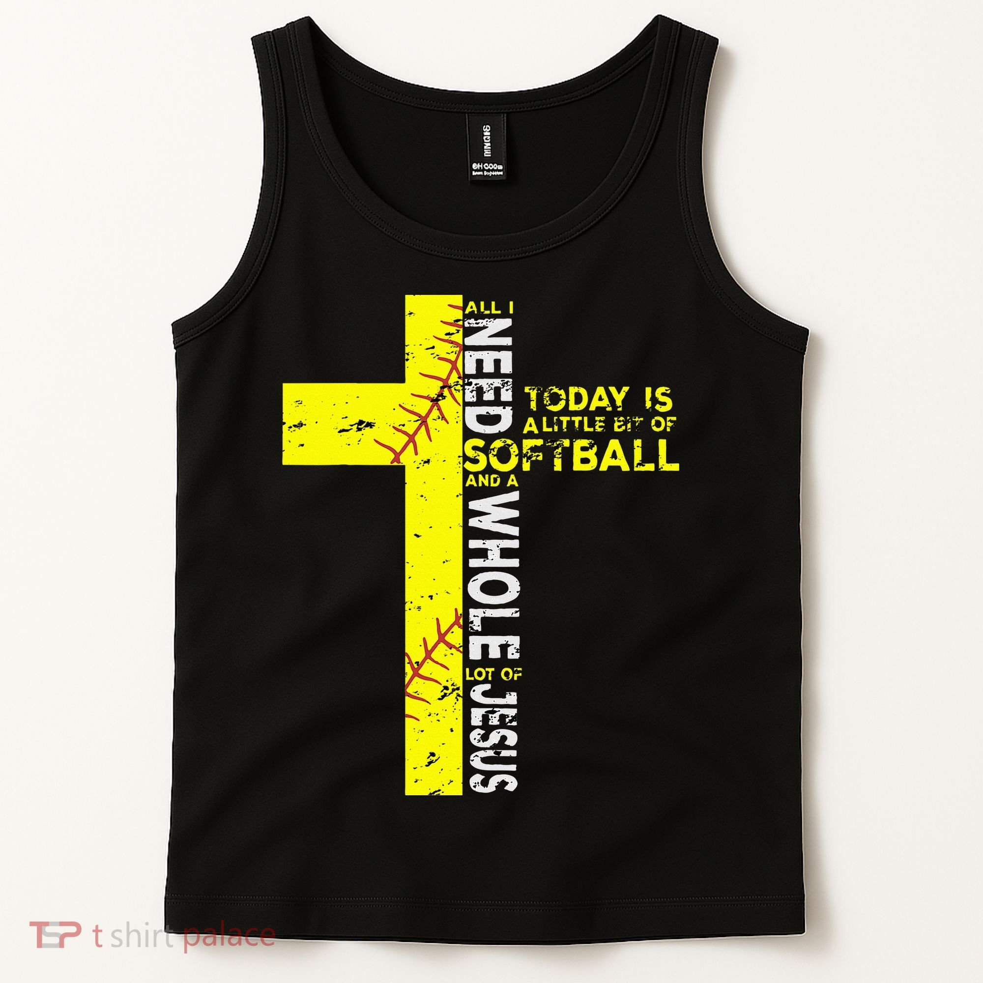 All I Need Is Softball & Jesus Christian Faith Cross Tank Top