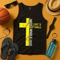 All I Need Is Softball & Jesus Christian Faith Cross Tank Top thumb 4