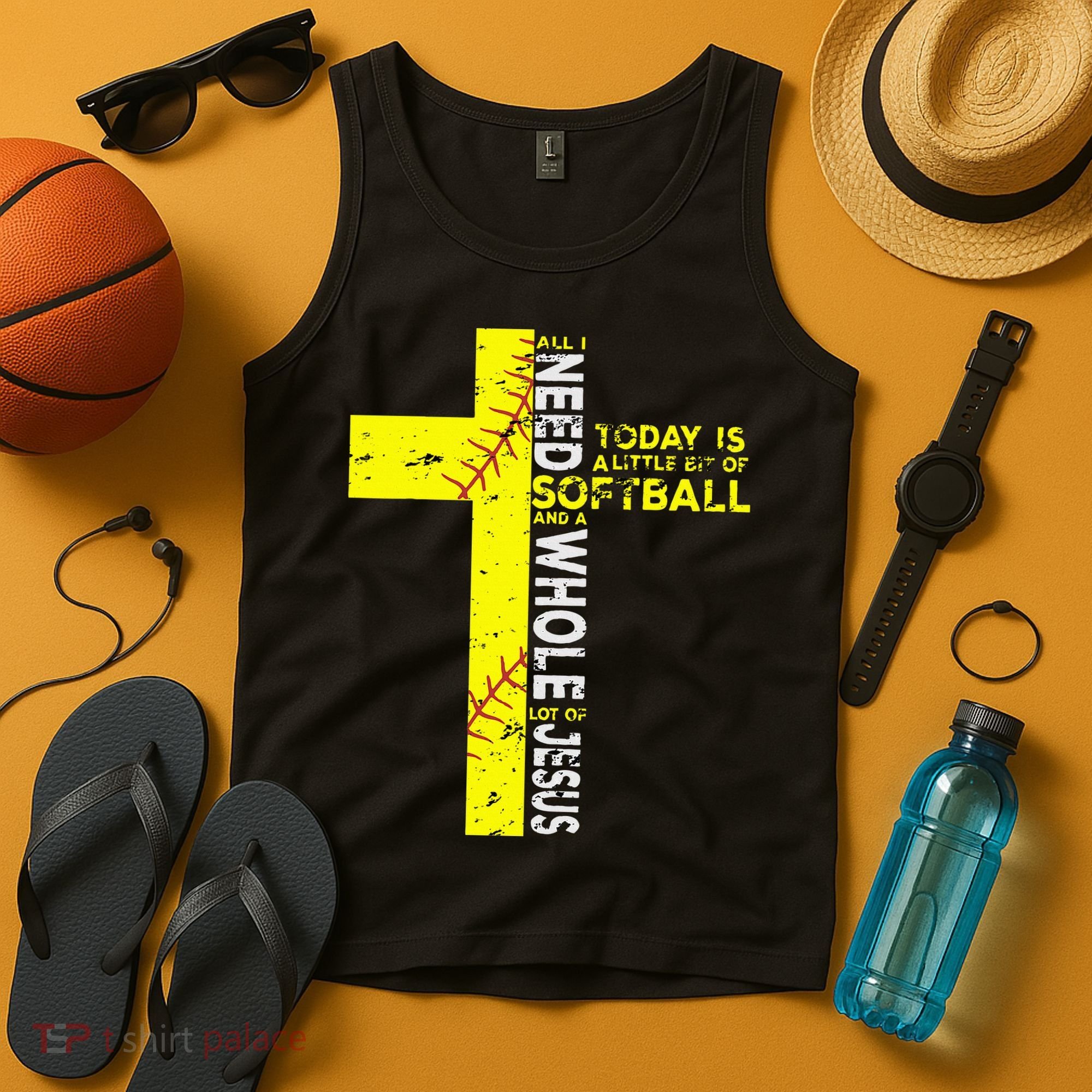 All I Need Is Softball & Jesus Christian Faith Cross Tank Top