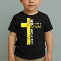 All I Need Is Softball & Jesus Christian Faith Cross Toddler T-Shirt thumb 2