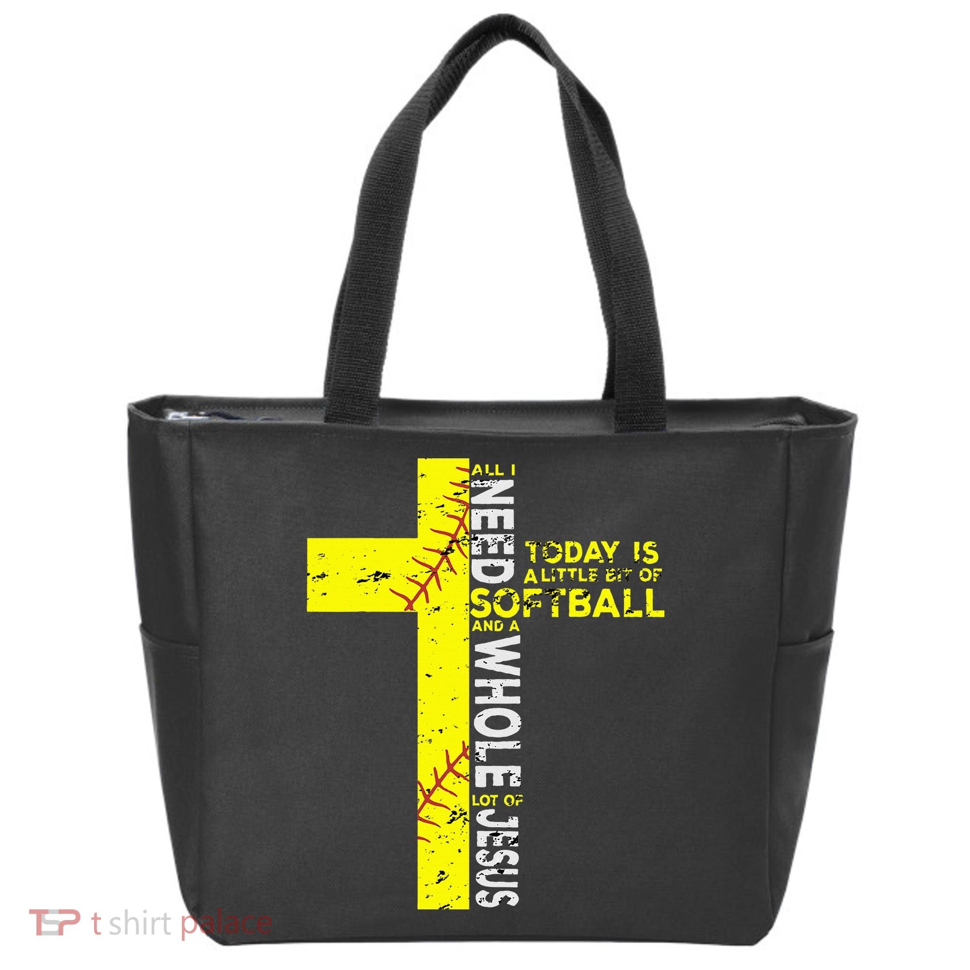 All I Need Is Softball & Jesus Christian Faith Cross Tote Bag
