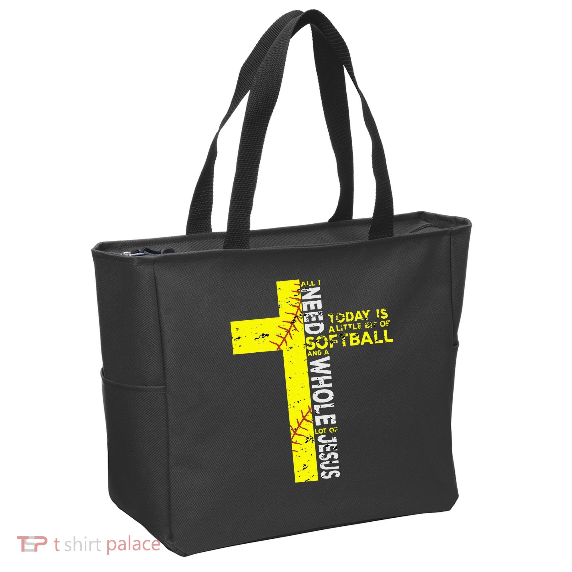All I Need Is Softball & Jesus Christian Faith Cross Tote Bag
