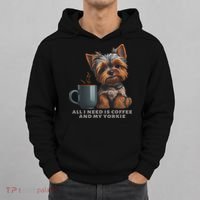 All I Need Is Coffee And My Yorkie Funny Yorkie Dog Mom Hoodie thumb 0