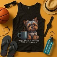 All I Need Is Coffee And My Yorkie Funny Yorkie Dog Mom Tank Top thumb 4