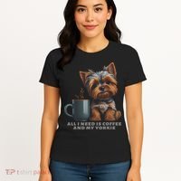 All I Need Is Coffee And My Yorkie Funny Yorkie Dog Mom Women's T-Shirt thumb 4
