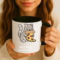 All I Need Is My Cat And Pizza Funny Cat And Pizza Coffee Mug thumb 3
