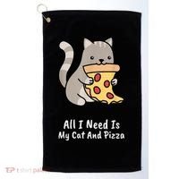 All I Need Is My Cat And Pizza Funny Cat And Pizza Golf Towel thumb 0