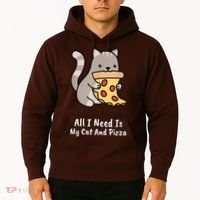 All I Need Is My Cat And Pizza Funny Cat And Pizza Hoodie thumb 2