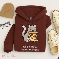 All I Need Is My Cat And Pizza Funny Cat And Pizza Hoodie thumb 4