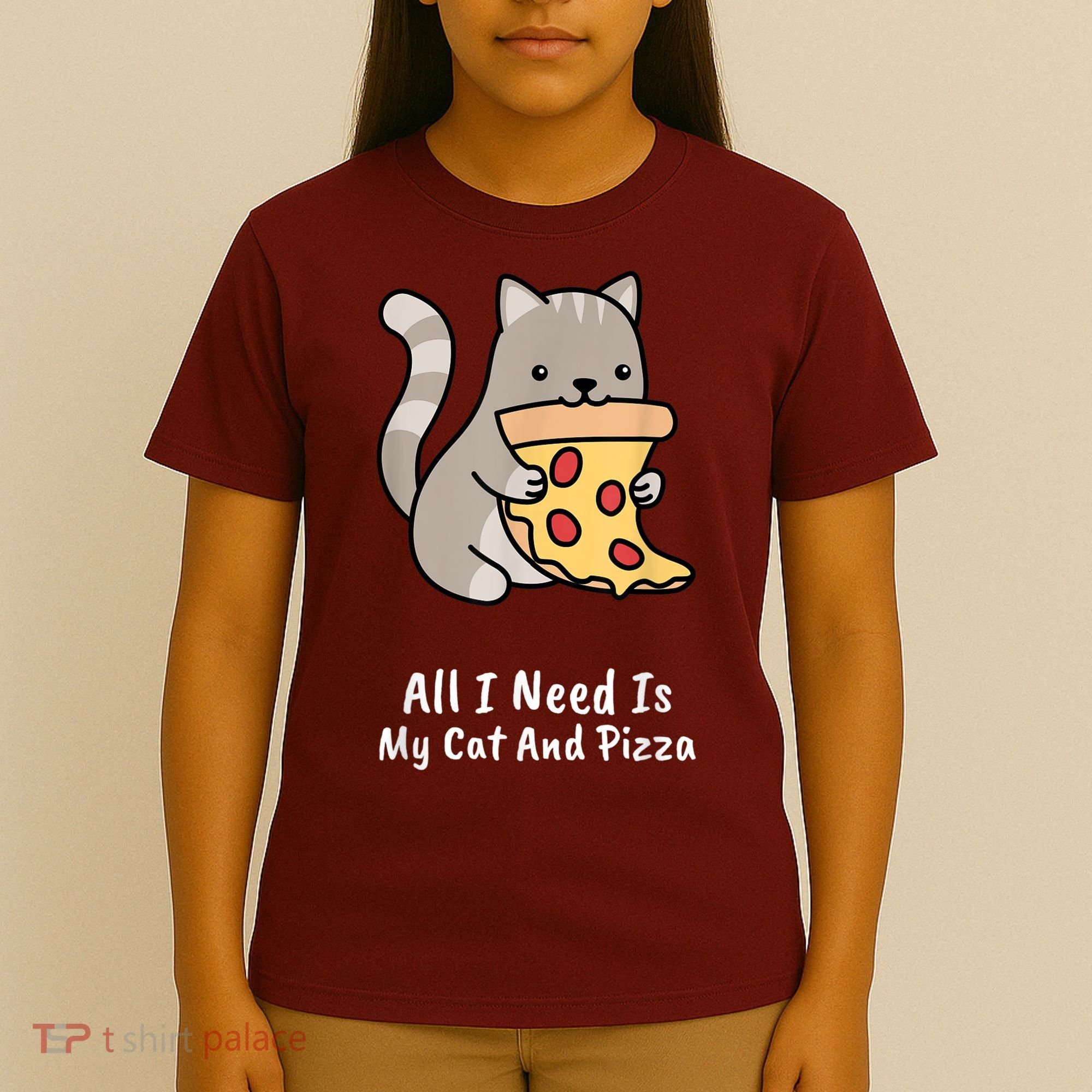 All I Need Is My Cat And Pizza Funny Cat And Pizza T-Shirt