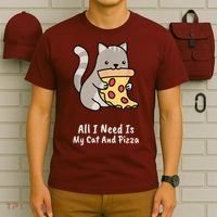 All I Need Is My Cat And Pizza Funny Cat And Pizza T-Shirt thumb 6